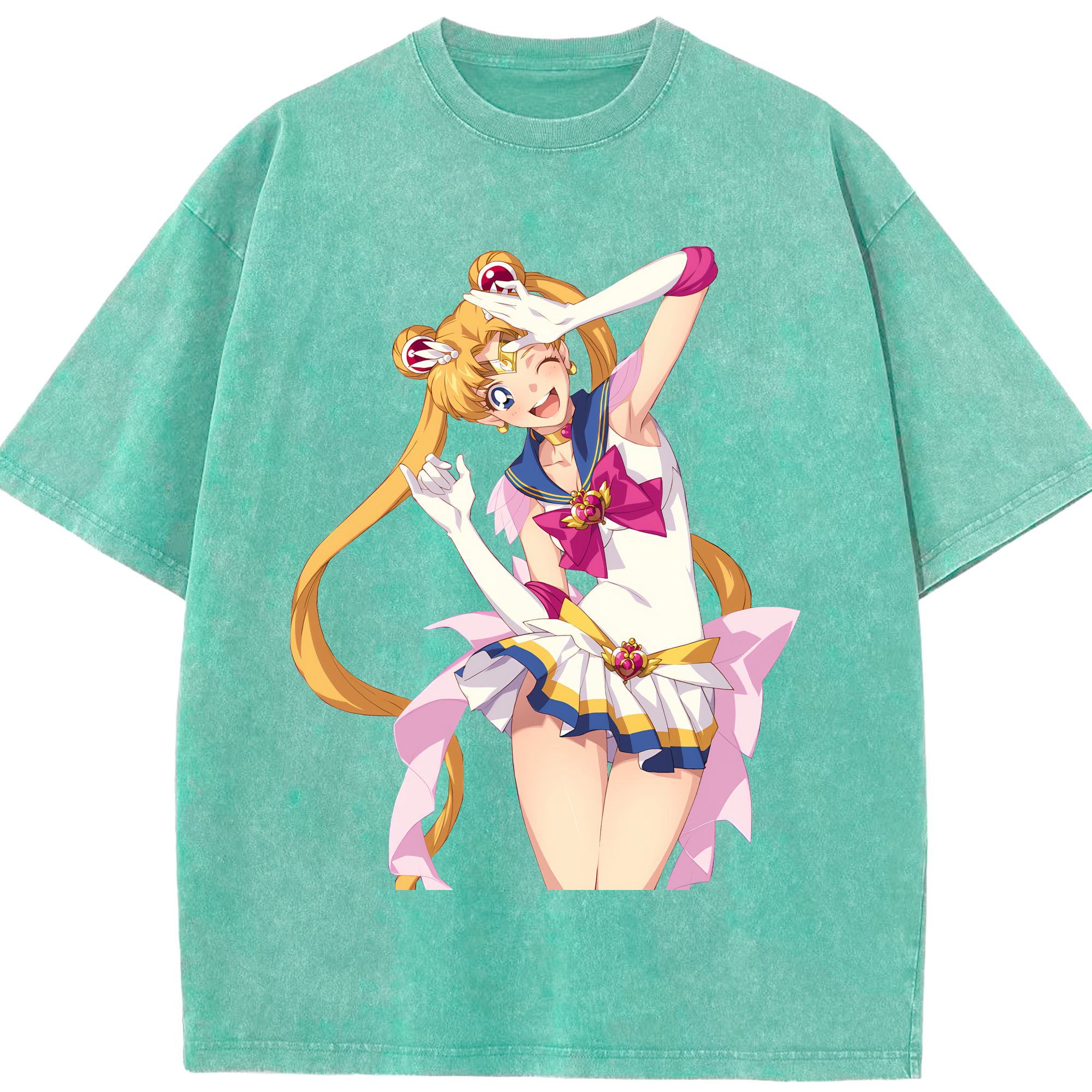 （画像用） 美少女戦士セーラームーン 月野 うさぎ つきの うさぎ Sailor Moon Tsukino Usagi 綿100% ヴィンテージ風 半袖Tシャツ（フロントプリント）